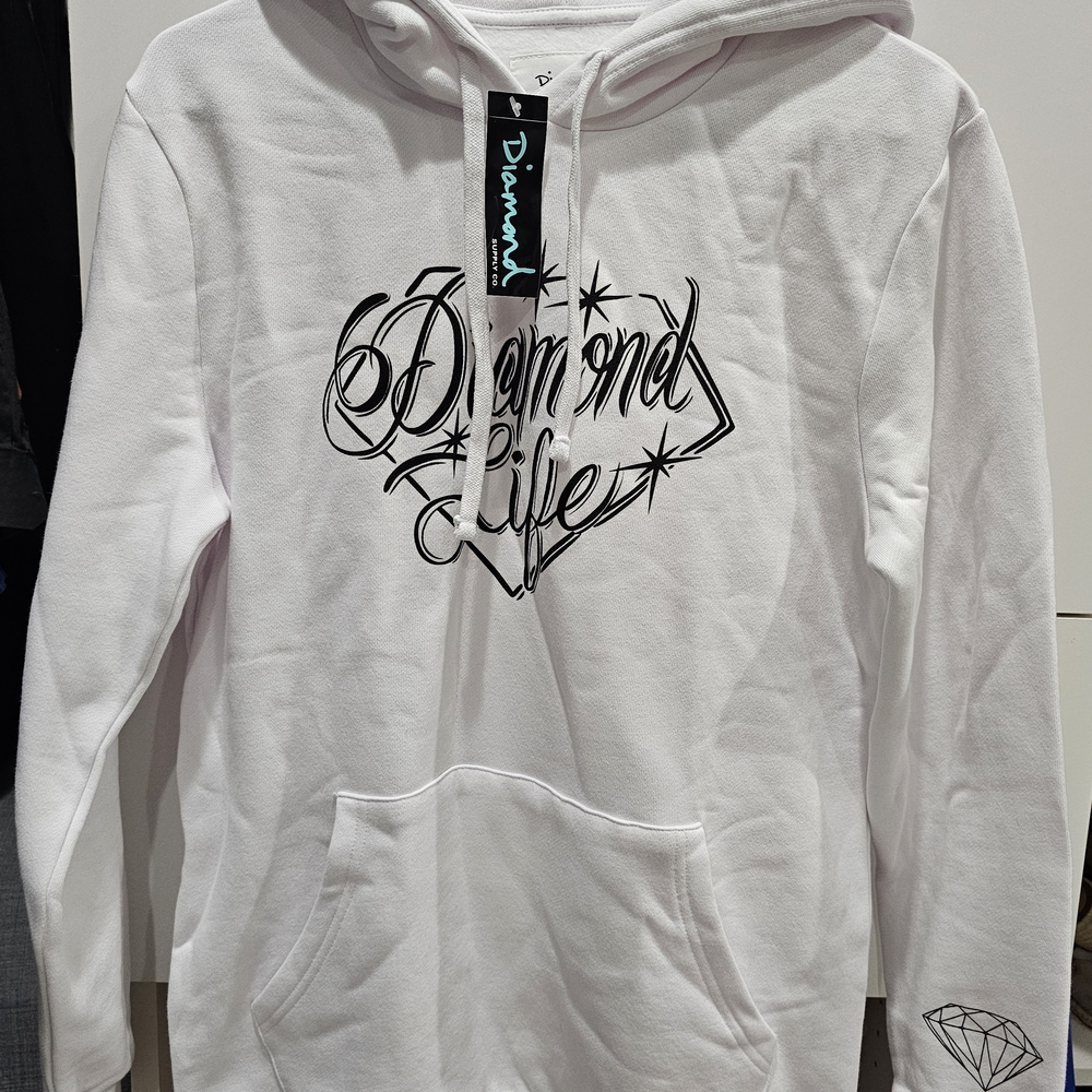 Diamond Supply Co. White Hoodie with Black Print